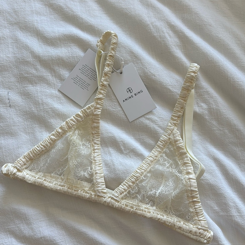Anine Bing ivory sheer lace bra